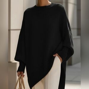Black Oversized Batwing Sweater